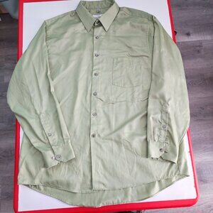 Geoffrey Beene button down shirt men's size 17.5 34-35 olive green regular fit